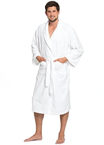 ZOLLNER Peignoir de bain – moelleux & absorbant – unisexe – taille L – blanc – extérieur polyester, intérieur coton mélangé – lavable à 95°C – qualité hôtelière – certifié Oeko Tex®