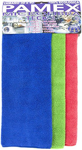 PAMEX - Paño Microfibra 30x40cm Teck-3-2 Sets de 3 Paños de Colores