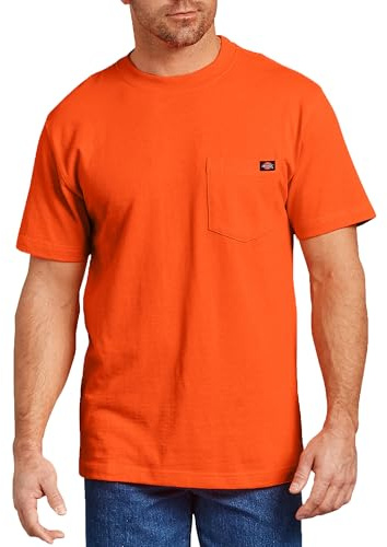 Dickies Men's Heavyweight Crew Neck Short Sleeve Tee T-Shirt, Bright Orange, 3XL Big