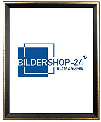 Bildershop-24 Bilderrahmen modern schmal PRIO 45X55cm Schwarz Goldglanz Antik Rahmen für Bilder Urkunden Poster Farbe & Größe wählbar