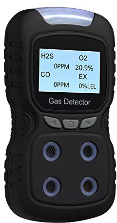 Vzmcov 4 in 1 Gas Detector, Rechargeable Portable 4 in 1 Gas Clip 4-Gas Monitor Meter Tester Analyzer Sound Light Shock