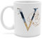 printplanet - Tasse mit Buchstabe: V - Kaffeebecher, Mug, Becher, Kaffeetasse, Beidseitiger Druck - Farbe Weiß