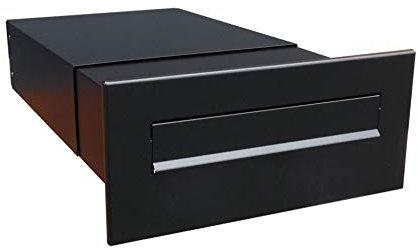 B-042 Schwarz (RAL 9005) Mauerdurchwurf Briefkasten Ohne Namenschild (Tiefe: 39-62 cm) - LETTERBOX24.de