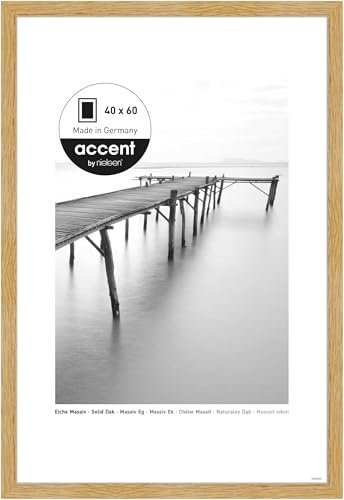 accent by nielsen Bilderrahmen, 40 x 60 cm, Holz, Eiche, Posterrahmen zum Aufhängen im Hoch- & Querformat, Echtglas, Scandic