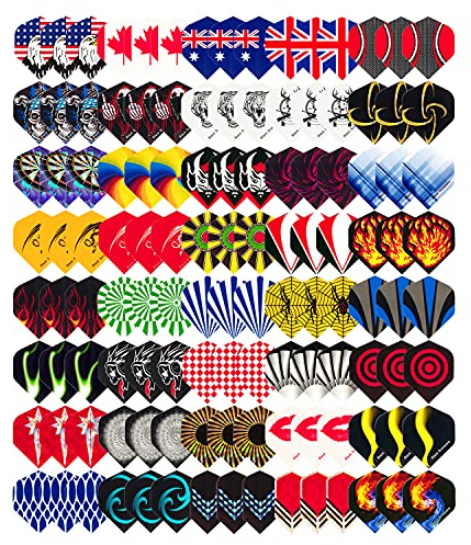 Wolftop Standard Dart Flights 40 Sets 120 Pcs - Durable PET and Laser Replacement Feather Tail Wings - Dart Accessories Kit for Steel Tip Darts and Soft Tip Darts