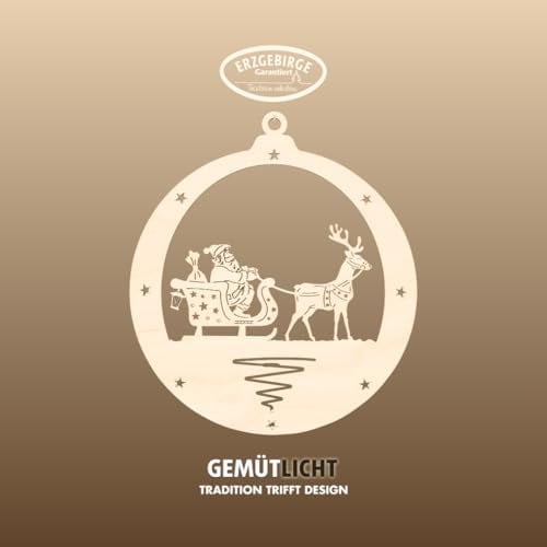 WEIGLA - Dekohänger aus Holz original Erzgebirge I Motiv Schlittenfahrt I Fensterbild I Wanddeko I Weihnachten I schöne Geschenkidee I Deko innen