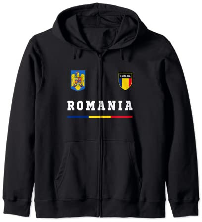 Romania Sport/Calcio Jersey Tee Bandiera Calcio Felpa con Cappuccio
