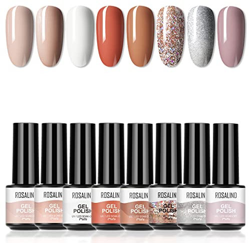 ROSALIND Gel Nagellack UV 8 Farben Gellack UV Shellac Weiß Farben Set,Gel Nail Polish für Nagel Design Nagellack Starter set