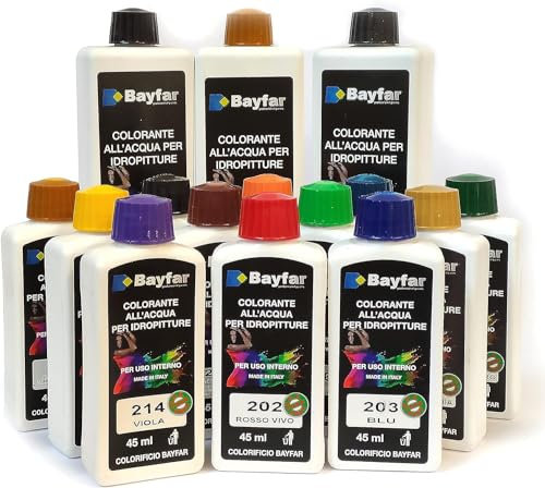 Bayfar, Gruppo Sammarro Colorante per pittura all'acqua idropittura universale per interni esterni - 45 ml (Rosso Vivo)