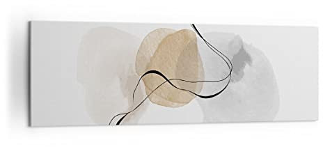 Bilder auf Leinwand 160x50cm Leinwandbild Abstrakt minimalistisch Aquarell Groß XXL Wanddeko Bild Schlafzimmer Wandbilder Dekoration Wohnzimmer Wall Decor Canvas Wand Kunstdruck Art AB160x50-4827