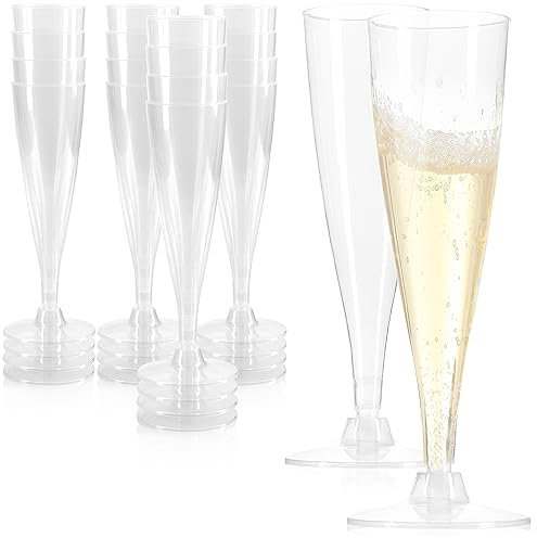 com-four® Copas de champán reutilizables 16x - Copas de champán de plástico transparentes y apilables para fiestas.