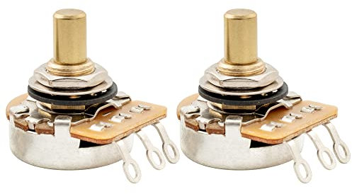 Musiclily Pro HD A250K Full Brass 1/4 Inch Solid Short Shaft Pots Audio Taper Potentiometers for Electric Guitar Bass (Set of 2)