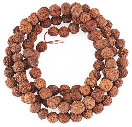 Craftdady 100 Stück Ungefärbte Natürliche Rudraksha-Perlen - Authentische Himalaya-Echte Runde Perlen für Rosenkranz, Japa Mala, Gebetskette, Puja Meditation