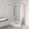 Rautenförmige Duschvorhangstange (beide Seiten: 43–65 cm, Mitte: 51–66 cm), dehnbares Eckgestell aus echtem 304er Edelstahl für Badezimmer und Badewanne, Gold