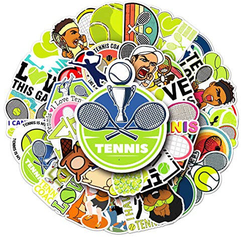 Tennis Stickers for Laptop (50 PCS),Gift for Children Teens Adults Girl Boys,Waterproof Stickers for Water Bottle,Tennis Balls Vinyl Stickers for Scrapbook,Skateboard,Bike,Phone,Dairy