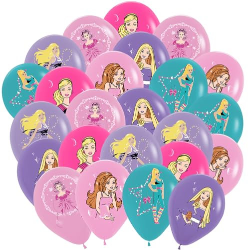 Barbi und Prinzessin Luftballons, 24PCS Barbi und Prinzessin Ballons, Latex Ballons, Prinzessin Luftballons Geburtstag, Helium Ballons, Prinzessin Geburtstagsdeko, Deko Ballons Party Set für Kinder
