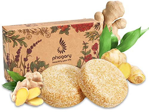 PHOGARY 2PCS Ginger Shampoo Bar - Organic Ginger Hair Soap Various Plant Essence Shampoo Natural Hair Care with Plant Extracts, Moisturizes and Cleans Scalp Pores Anti Dandruff 3.88 oz