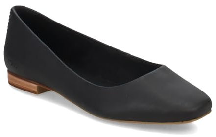 TOMS Women's Briella Ballet Flat, Black Leather, 7.5 UK