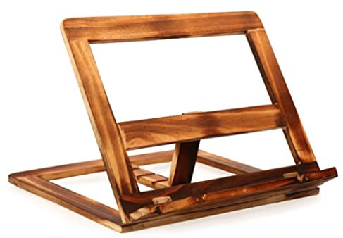 Samnuerly Klappbarer Rezeptbuchständer, Lesebücherregal mit Holzrahmen, Tablet-PC-Stützständer (Farbe: D, Größe: 30 x 24 x 21 cm)