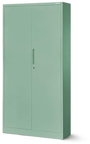 Jan Nowak Aktenschrank C001 Büroschrank Metallschrank Stahlschrank Aufbewahrungsschrank Pulverbeschichtet 4 Verstellbare Fachböden Abschließbar 185 cm x 90 cm x 40 cm (Pastellgrün)