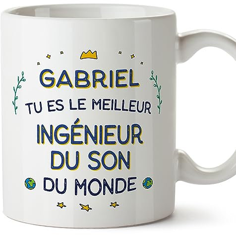 Mugffins Tasses Personnalisables pour INGÉNIEUR DU SON homme - En Français - Cadeau Personalisé- Meilleur du Monde - 11 oz / 330 ml