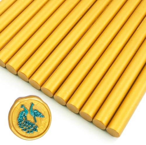 Zifospy 26-Piece 7mm Mini Wax Seal Sticks for Glue Guns – Elegant Sealing for Wedding Invitations, Greeting Cards, Wine Bottles & DIY Crafts (Gold)