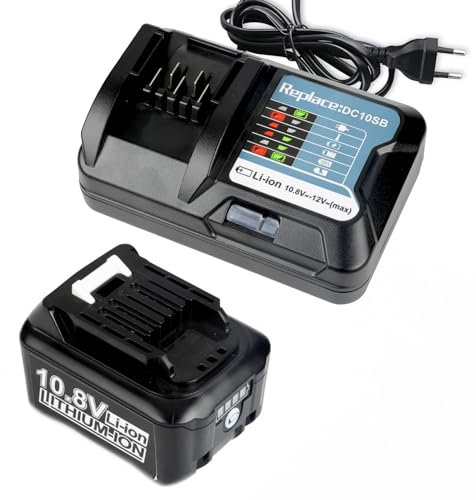 Energup 12V 4.0Ah Ersatzakku für Makita Akku 12V mit Ladegerät DC10SB Kompatibel mit Makita Akku BL1041B BL1040B BL1016 BL1020B BL1021B