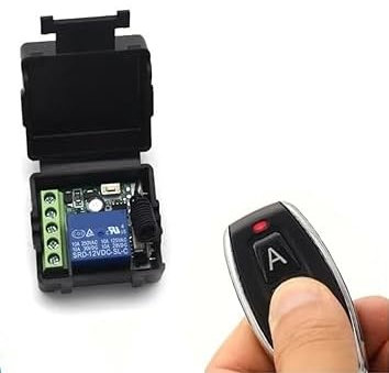 Ricevente Universale | Relè telecomandato | 1 canale | Interruttore controllo remoto di piccole dimensioni | Ricevente per telecomandi dei cancelli e basculanti | con telecomando (12-24-36V DC)