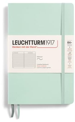 LEUCHTTURM1917 370322 Notizbuch Paperback (B6+), Softcover, 123 nummerierte Seiten, Mint Green, Liniert