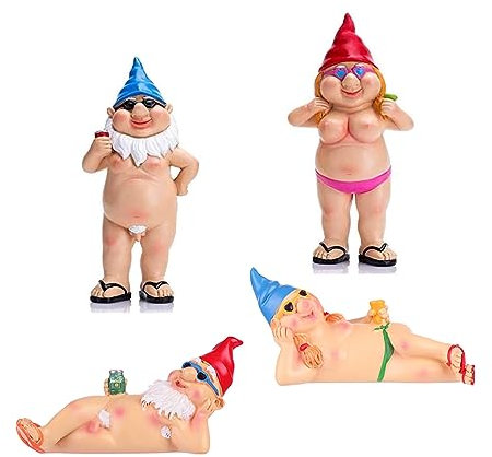 nezababy Naked Gnomes Naughty Garden Statues Funny Outdoor Decorations Gifts for Indoor Yard Lawn Porch Ornament Resin Figurine Crafts