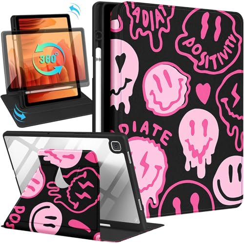 Kidcube for Samsung Galaxy Tab A7 Case - 10.4 Inch for Women Girls Cute Folio Cover with Pencil Holder Girly Unique Design Rotating Stand Teens for Galaxy Tab A7 Tablet Cases 2022/2020