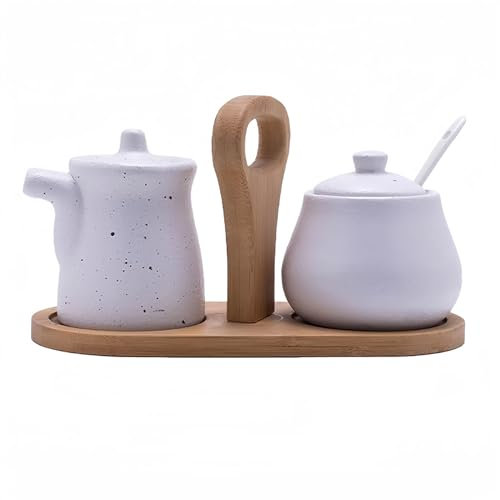 Dowbom Japanisches Sahne- und Zucker-Set für Kaffeebar, Milchkännchen und Zucker-Sets, Zuckerdose und Milchkännchen, Farbverlaufs-Kaffee-Servierset (B,3 Set)