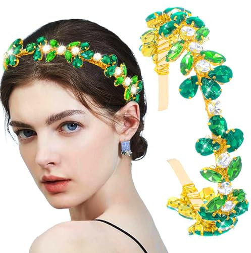 Flayem Serre Tête Serre Tête Strass Cristal Brillant Vert Accessoire Cheveux Femme