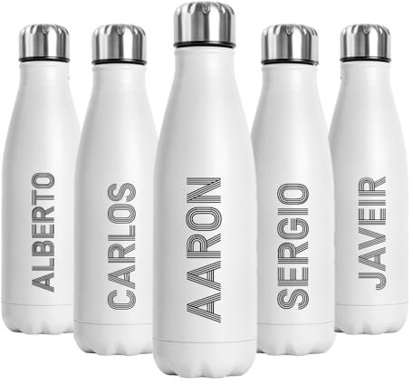Botella Térmica Lettering Hombre Personalizada Nombre Botellas de Agua Acero Inoxidable Doble Capa 500 ml Bebidas Frias y Calientes