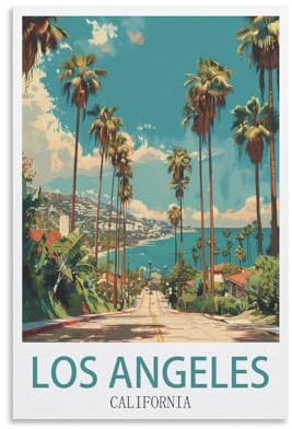 KmoNo Los Angeles Kalifornien, Vintage-Reiseposter, 40 x 60 cm, Wanddekoration, Gemälde, Leinwand, Wandkunst, Wohnzimmer, Poster, Schlafzimmer