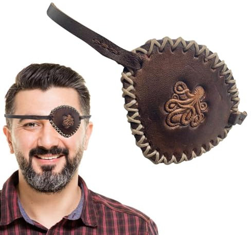 Cache-œil de capitaine pirate – Cache-œil de pirate | Vintage en cuir tissé à la main pour les yeux MAQUE médiéval pour jeu de rôle, cache-œil en feutre et cache-œil rétro en cuir PU