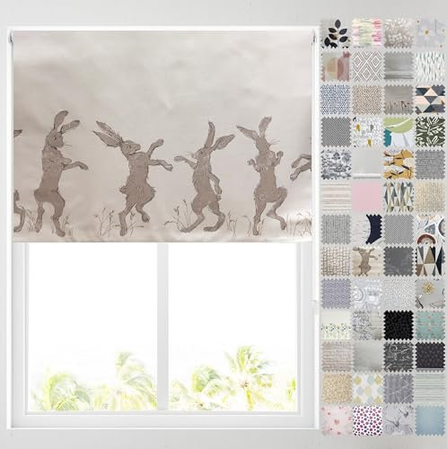 Barnes Blinds - Blackout Pattern Roller Blinds for Windows, Custom Cut to Size - Thermal Fabric Durable Fittings Easy Fit (Happy Rabbits 61cm)