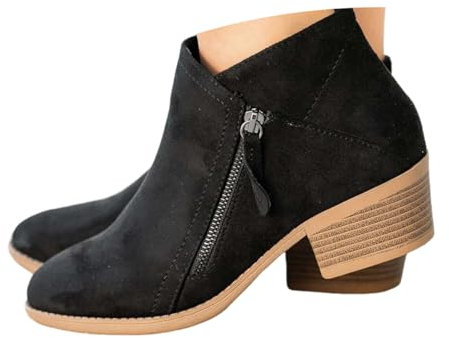 ticticlily Stivali Estivi Donna Con Cerniera Primaverili Invernali Eleganti Stivaletti Morbidi Tacco Basso Ankle Chelsea Boots Cowboy Bassi A Nero 36 EU