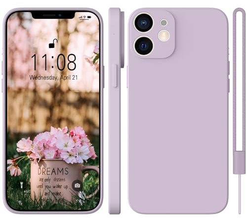 WXX für iPhone 12 Hülle Silikon Case, Handyhülle für iPhone 12 Dünn Slim mit Microfiber, Kratzfeste Rundumschutz Case Hülle für iPhone 12 6.1'' Matte Lila