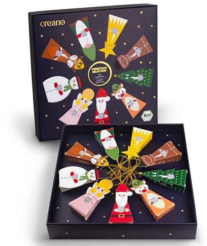 Creano Bio Wintertee Geschenkset „Niedliche Weihnachtsfiguren“ - 9 Pyramiden-Teebeutel in 9 unterschiedlichen Sorten - 22,5g - Weihnachtstee*