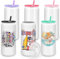 MSYU 6 Pack Glass Cups with Lids and Straws, 16oz Stainless Steels Can Shaped Sublimation Glass Tumbler, Beer Cups, Iced Coffee Cups, Smoothie Cup for Whiskey, Soda, Tea, Water, Sublimation Cups