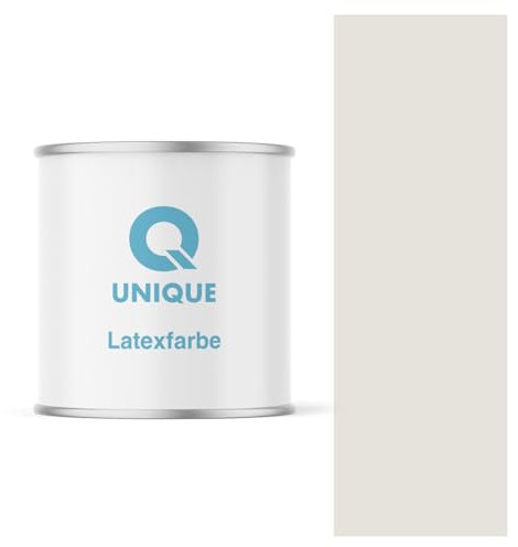 Q UNIQUE Latexfarbe 2L (ca.14m2) Weiß-grau Innenfarbe Wandfarbe Deckenfarbe Klasse 3 Mattfarbe Scheuerfest Hohe Deckkraft