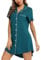 Handtuchkleid Pyjamas für Damen, Kleid, Knopfleiste, Shorts, Ärmel, Nachtwäsche, Frühlings- und Sommernachtwäsche, einfacher Pyjama für zu Hause Bademantel Dünn Leicht Bademantel Ohne (Green, XL)