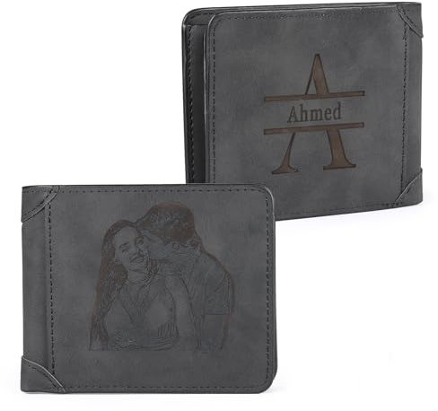 Lam Hub Fong Geldbörsen für Männer, personalisierte Leder-Geldbörsen, Herren-Geldbörsen mit Eingraviertem Namensbild, Geschenke für Papa von Tochter, Geschenk zum Valentinstag