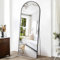 Weare Home Miroir sur Pied, 165 x 60 cm, Arqué Miroir Pleine Longueur, Miroir Arqué avec Cadre en Métal, Support, Miroir sur Pied Penché ou Suspendu pour Salon, Chambre, Entrée(Noir)