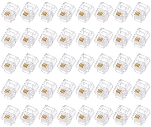 QUARKZMAN Connecteurs Mâles Rj11 à Fiche Modulaire de Téléphone, Noyau en Cuivre 6P4C Transparent 40 Pièces