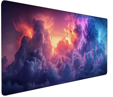 Alfombrilla Ratón Nube, Alfombrilla Ratón XXL 800x400x3mm, Gaming Mouse Pad con Base de Goma Antideslizante, Alfombrilla Raton Impermeable para Accesorios Pc Gaming, Regalos para Hombre, Morado 3-E-B