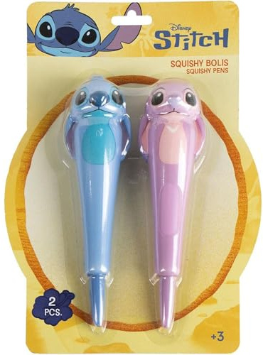2 Stitch Kugelschreiber, Set mit 2 dekorativen Stitch-Stiften mit weicher Tinte und ergonomischem Körper für Schule, Büro oder Kindergeschenk, originelles und lustiges Geschenk, Stitch, Lizenzprodukt