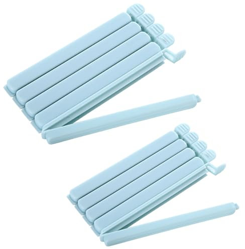 jatimdotin Verschlussclips, 10 Stück Verschlussclips für Beutel, 15cm 12cm Tütenclips, Wiederverwendbar Tütenclips für Versiegeln Snacks, Nüsse, Kaffee (Blau)