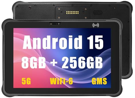 Breloom ST11-A8 Tablet robusto, 10.1 pollici Android 15 Industrial Tablet MTK MT6877, 8GB+256GB, IP65 impermeabile, doppia batteria 12000mAh + 2400mAh, 4G LTE/WiFi 6/BT 5.2/NFC/GPS (con codice a barre